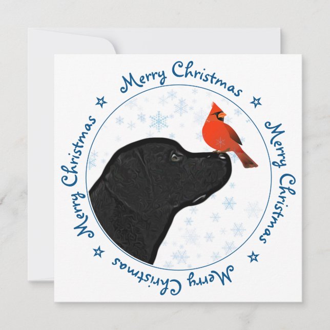 Feliz Navidad Cardenal Dog Black Labrador (Anverso)