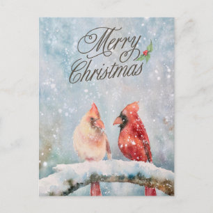 Feliz Navidad Cardenales rojos en la nieve