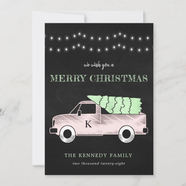 Feliz Navidad Chalkboard Vintage Truck Holiday (Anverso)