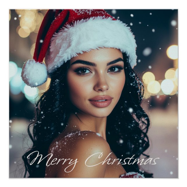 Feliz Navidad - Chica Santa - Póster (Anverso)