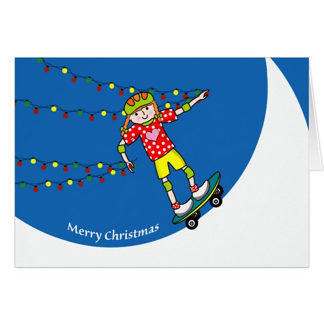 Feliz Navidad, Chica Skateboarder con luces (Anverso (Horizontal))
