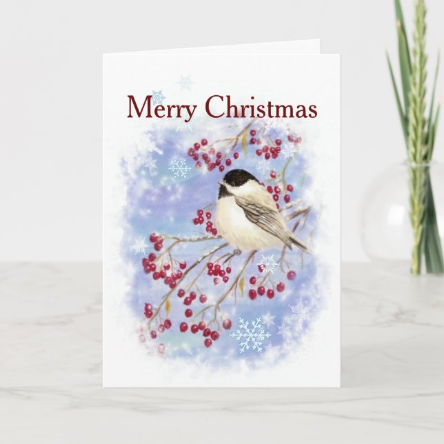 Feliz Navidad Chickadee Winter Bird Scripts (Anverso)