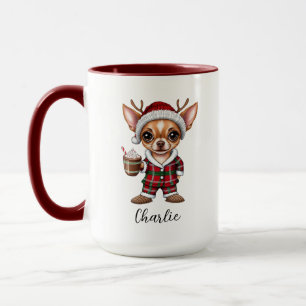 Feliz Navidad Chihuahua con la taza de los renos
