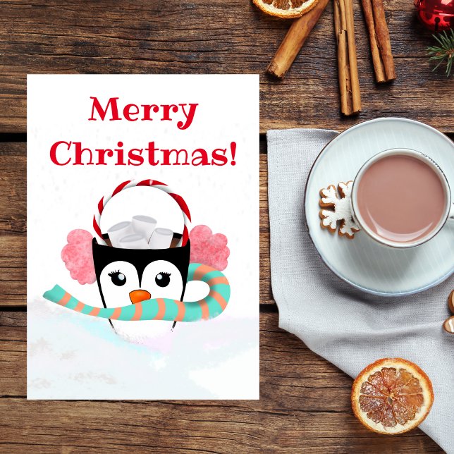 Feliz Navidad Chocolate caliente Kawaii Pingüino (A sweet yummy Christmas Hot Chocolate card for kids!)