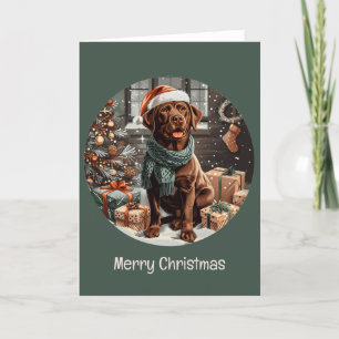 Feliz Navidad Chocolate Labrador perro recuperador
