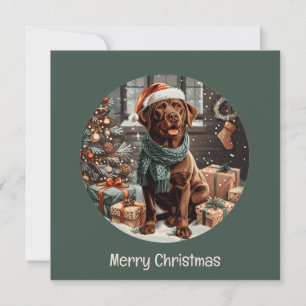 Feliz Navidad Chocolate Labrador perro recuperador