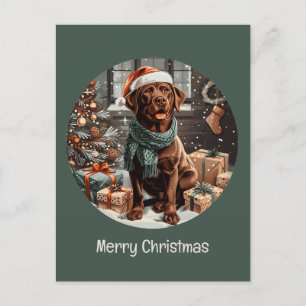 Feliz Navidad Chocolate Labrador perro recuperador