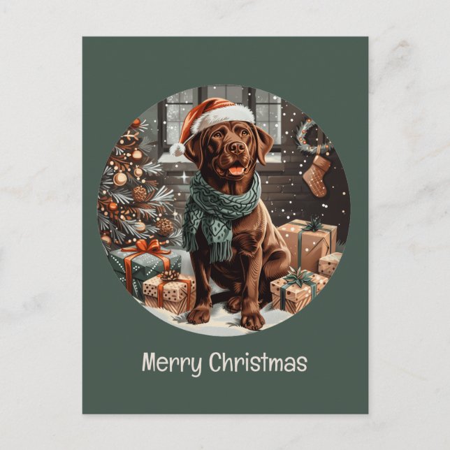 Feliz Navidad Chocolate Labrador perro recuperador (Anverso)