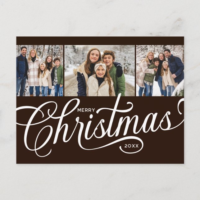 Feliz Navidad Chocolate Oscuro Script 3 Foto (Anverso)