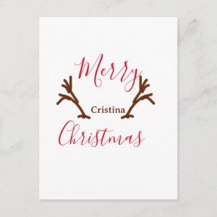 Feliz Navidad ciervo marrón rojo asta festivo te
