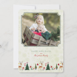 Feliz Navidad | Ciervo y Árbol | Tarjeta de Foto