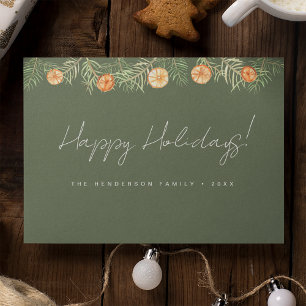 Feliz Navidad Citricos familia de pinos Verde Rúst