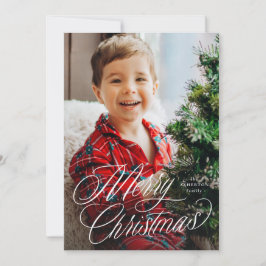 Feliz Navidad clásico guión de dos fotos verde