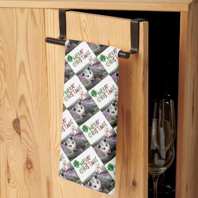 Feliz Navidad Cocina Toallas Opossum (Pliegue de tercios)