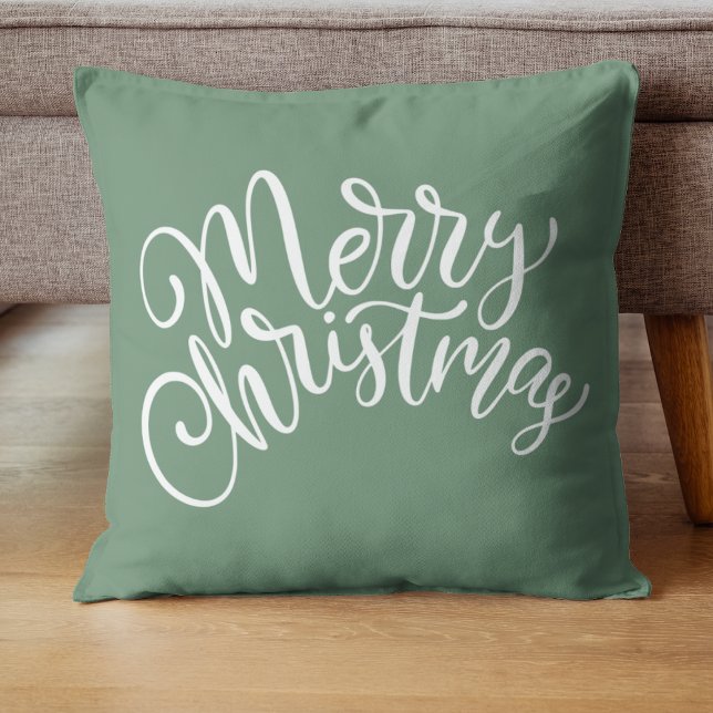 Feliz Navidad Cojín decorativo festivo blanco (Subido por el creador)