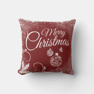 Feliz Navidad Cojín decorativo rojo y blanco