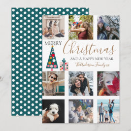 Feliz Navidad Collage de fotos de guión dorado bla