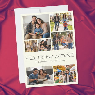 Feliz Navidad Collage de Fotos Modernas de Marfil