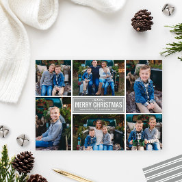 Feliz Navidad Collage de fotos plateado moderno