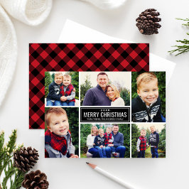 Feliz Navidad Collage de fotos rojo búfalo revesti