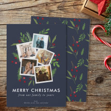 Feliz Navidad Collage Personalizado Modern Holly