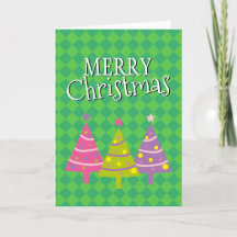 Feliz Navidad Colorful Whimsical Trees