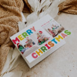 Feliz Navidad colorida y brillante doblada 3 foto<br><div class="desc">Capturar la alegría y la magia de la temporada navideña con esta tarjeta única y festiva, colorida y brillante Feliz Navidad plegada 3 fotos de vacaciones. Su diseño es sencillo y divertido, con una paleta de colores arcoiris de color rojo, verde, amarillo, azul, naranja y rosa, creando un ambiente vibrante...</div>