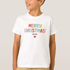 Feliz Navidad Colorido Camiseta Familiar para Niño