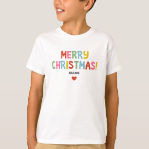 Feliz Navidad Colorido Camiseta Familiar para Niño