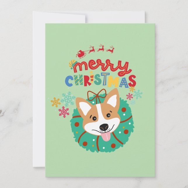 Feliz Navidad Colorido Perro Huskie Alegre  (Anverso)