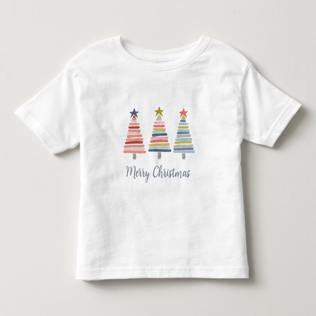 Feliz Navidad Coloridos árboles apilados camiseta (Anverso)