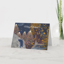 Feliz Navidad con árboles lisos Tarjeta de agradec