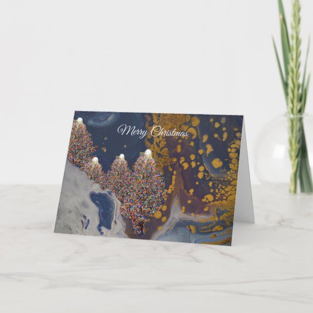 Feliz Navidad con árboles lisos Tarjeta de agradec (Anverso)