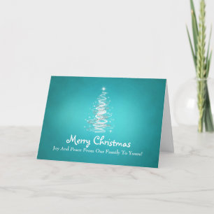 Feliz Navidad con arbustos de árbol en azul