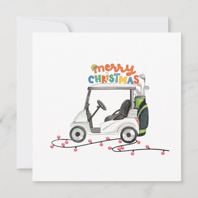 Feliz Navidad con carrito de bolsos de golf para   (Anverso)