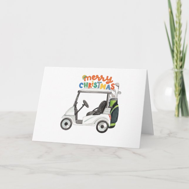 Feliz Navidad con carrito de bolsos de golf para g (Anverso)