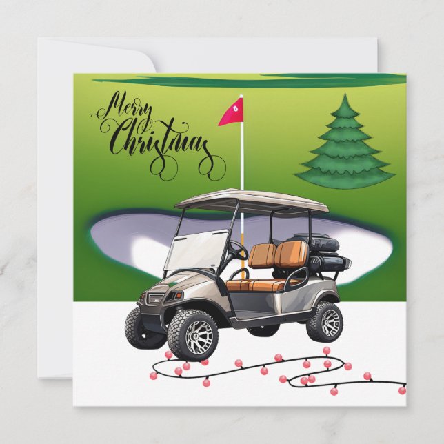 Feliz Navidad con carrito de golf para golfista H (Anverso)