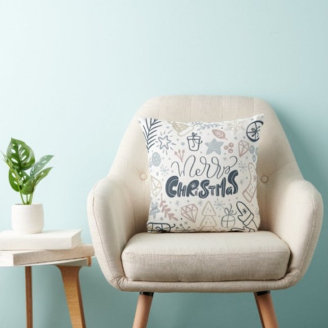 Feliz Navidad con Cojín decorativo de estrellas (Subido por el creador)