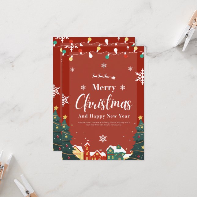 Feliz Navidad con Invitación Roja de Decoración (Anverso/Reverso In Situ)