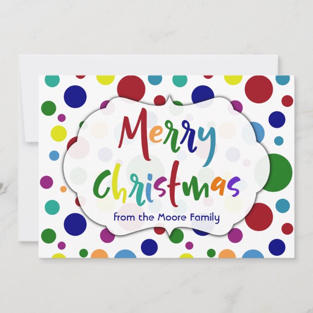 Feliz Navidad con letras y puntos multicolores (Anverso)
