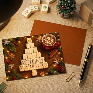 Feliz Navidad con Mahjong Tarjeta Postal
