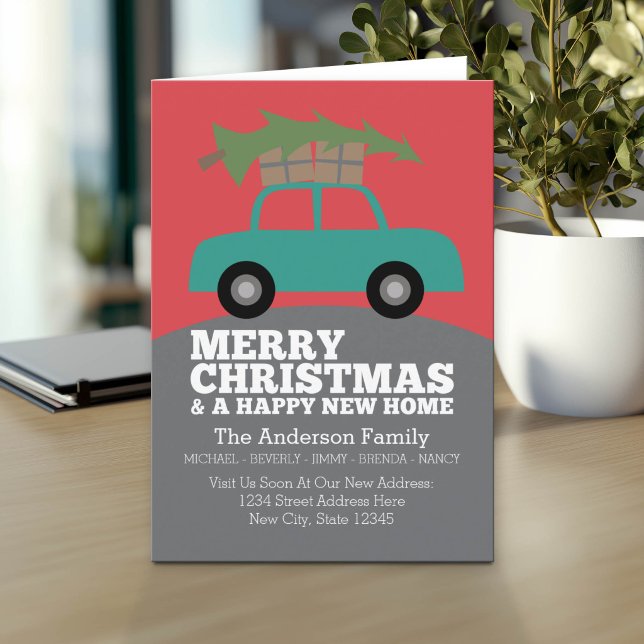 Feliz Navidad con nueva dirección de hogar mudanza (Moving Holiday Greeting Card)