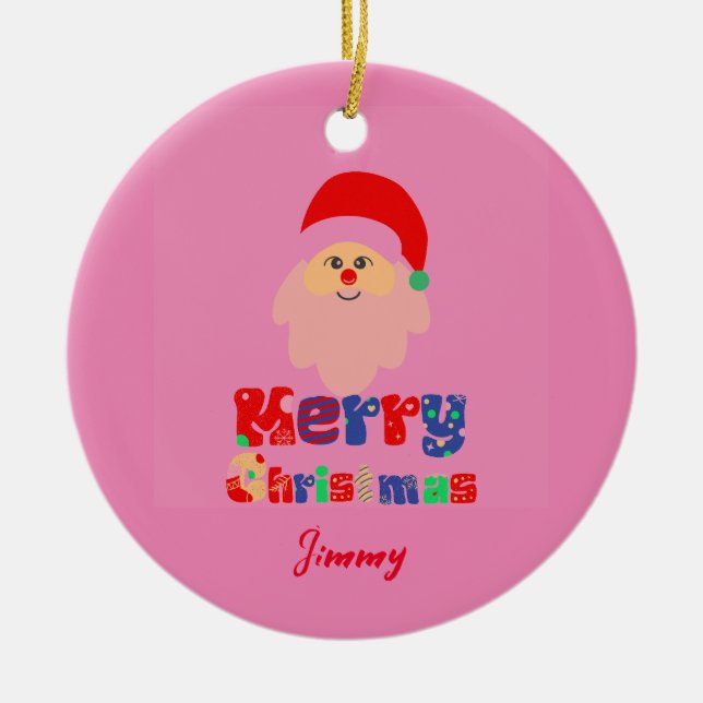 Feliz Navidad Con Ornamento De Círculo De Cerámica (Frente)