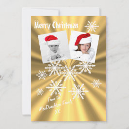 Feliz Navidad con oro con copos de nieve
