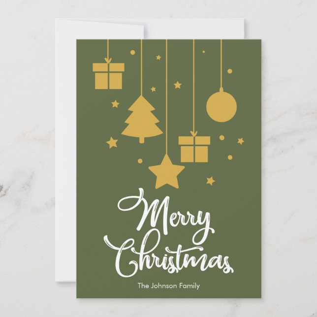 Feliz Navidad con regalos de color verde oliva osc (Anverso)