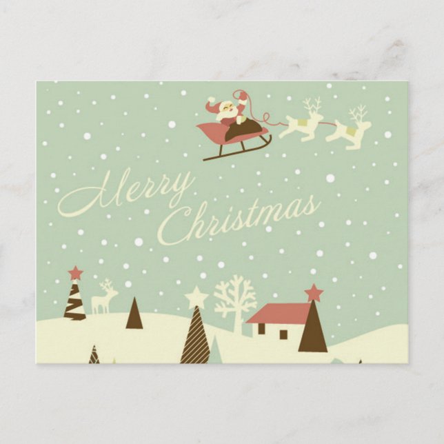 Feliz Navidad con Santa Claus, Rudolfs, en la niev (Anverso)