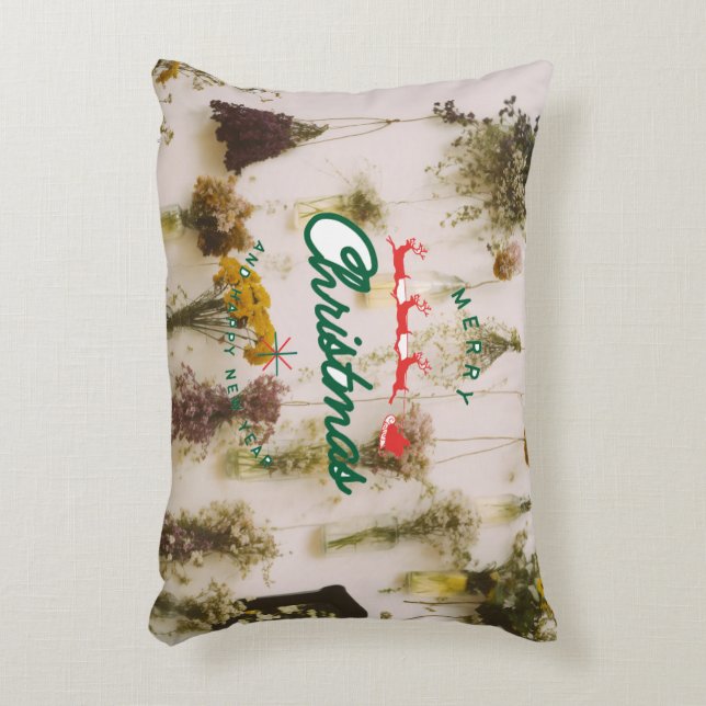 Feliz Navidad con Santa y la Almohada de acento de (Frente (Vertical))