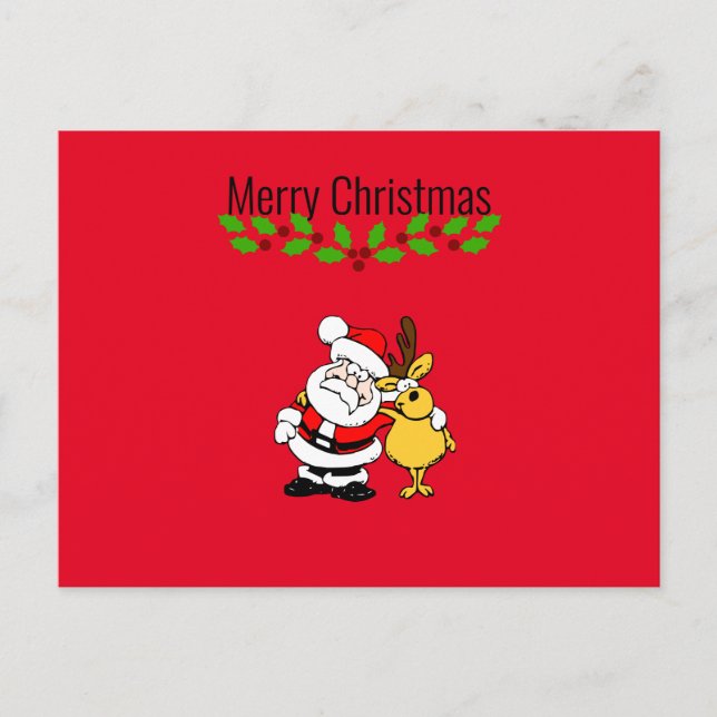 Feliz Navidad con Santa y postal de renos (Anverso)
