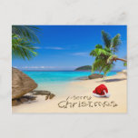 Feliz Navidad Con Sombrero De Papá Noel En Los Tró<br><div class="desc">Feliz Navidad con sombrero santa en la playa tropical © y ® Bigstock® - Todos los derechos reservados.</div>