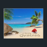 Feliz Navidad Con Sombrero De Papá Noel En Los Tró<br><div class="desc">Feliz Navidad con sombrero santa en la playa tropical © y ® Bigstock® - Todos los derechos reservados.</div>